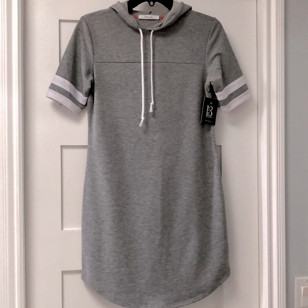 🆕🩶knit hoody dress! Soft stretchy French terry knit! Heather grey! S/M